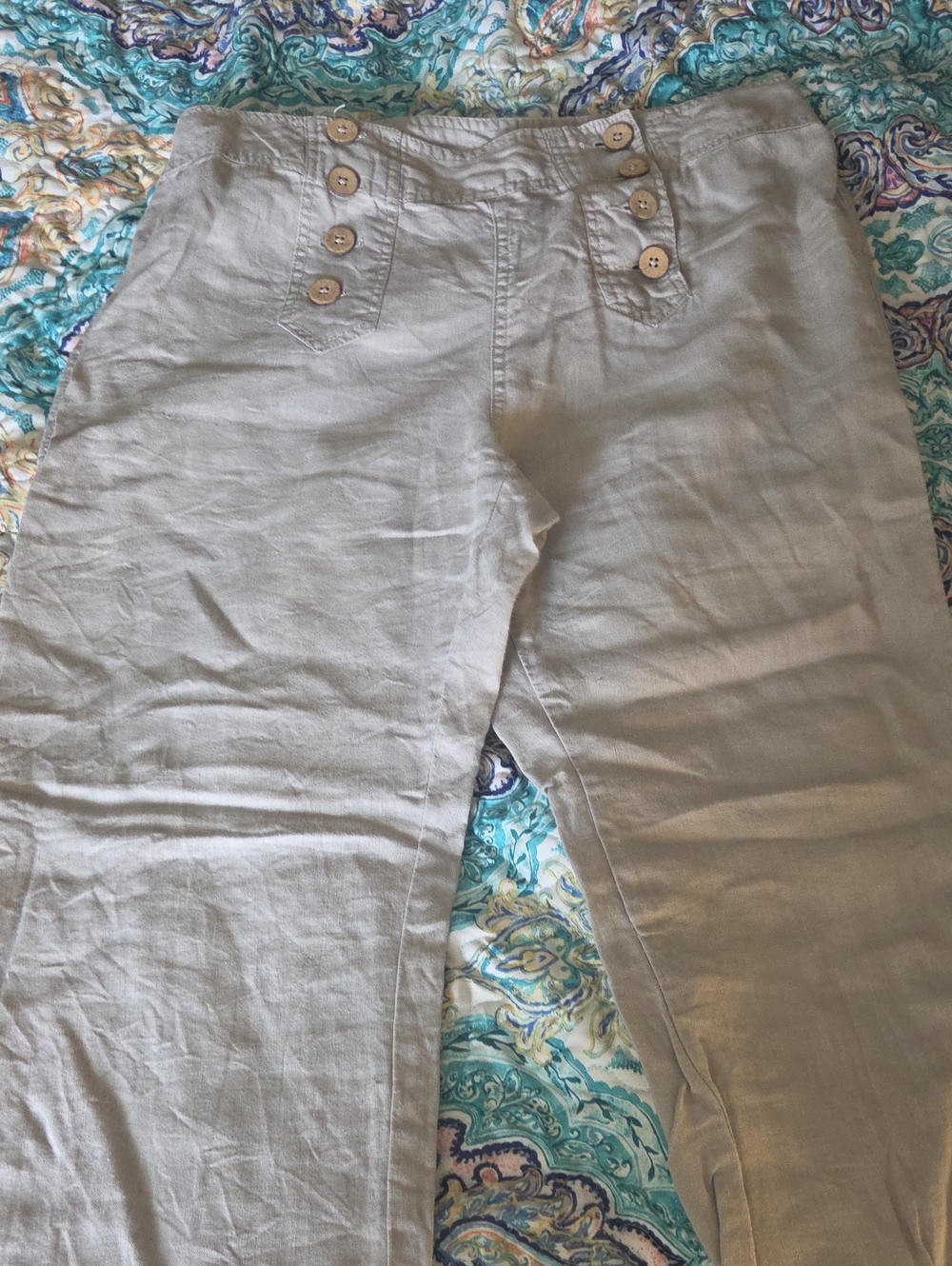 Cynthia Rowley Light Taupe Linen-Blend Pants